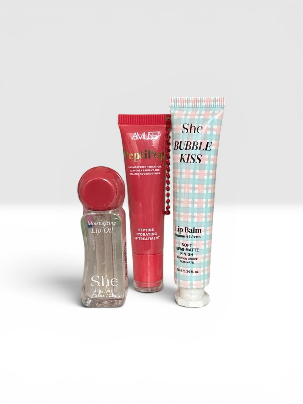 AMUSE PeptiPop Lip Treatment Bundle w/ S.he Lip Oil & Lip Balm